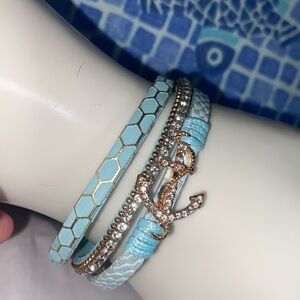 NWOT Faux Leather Anchor Crystal bracelet